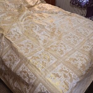 Duvet Cover Elephant & Peacock Design Silk Work Lalhaveli Silk